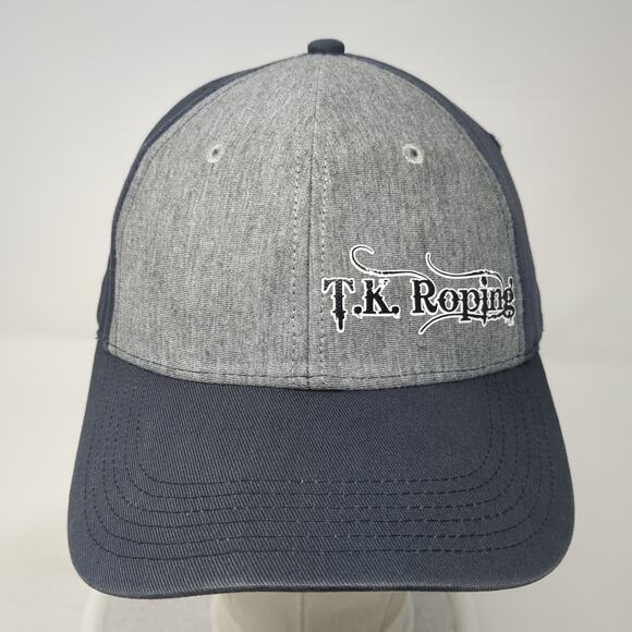 TK Roping Strapback Hat Gray One Size Embroidered Colorblock Sport-Tek - Picture 2 of 8